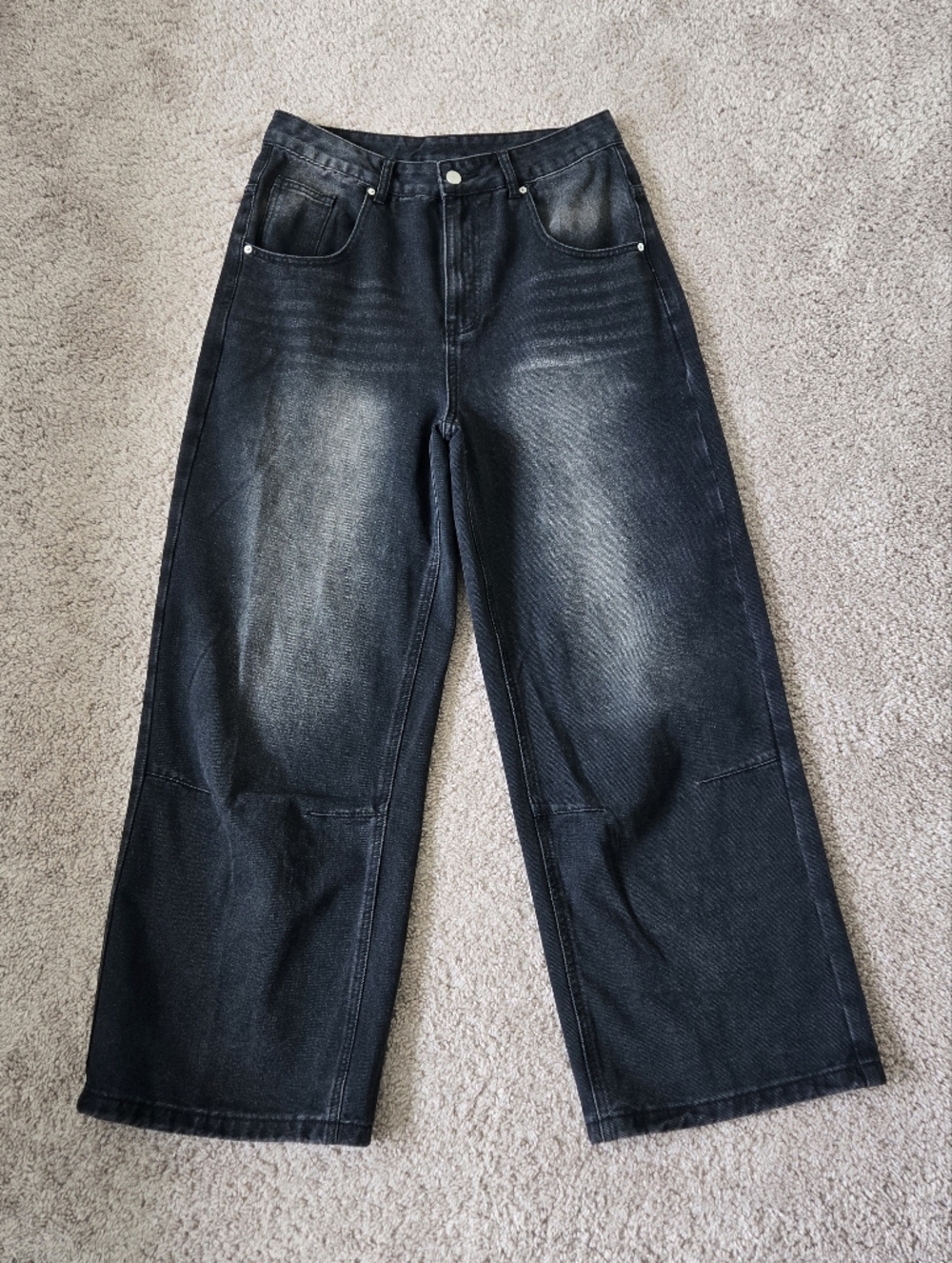 Myoursa Jeans Baggy Wide Leg Denim Grunge Streetwear Goth Womens Large in Black